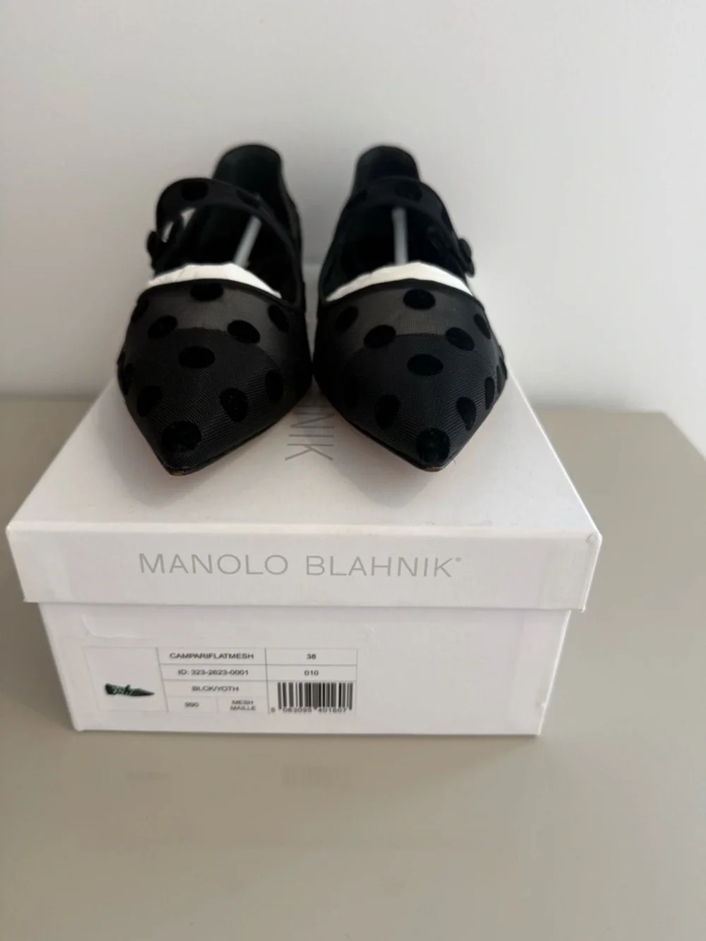 NIB Manolo Blahnik Campari Polka Dot Ballet Flats - Black - Picture 6 of 9